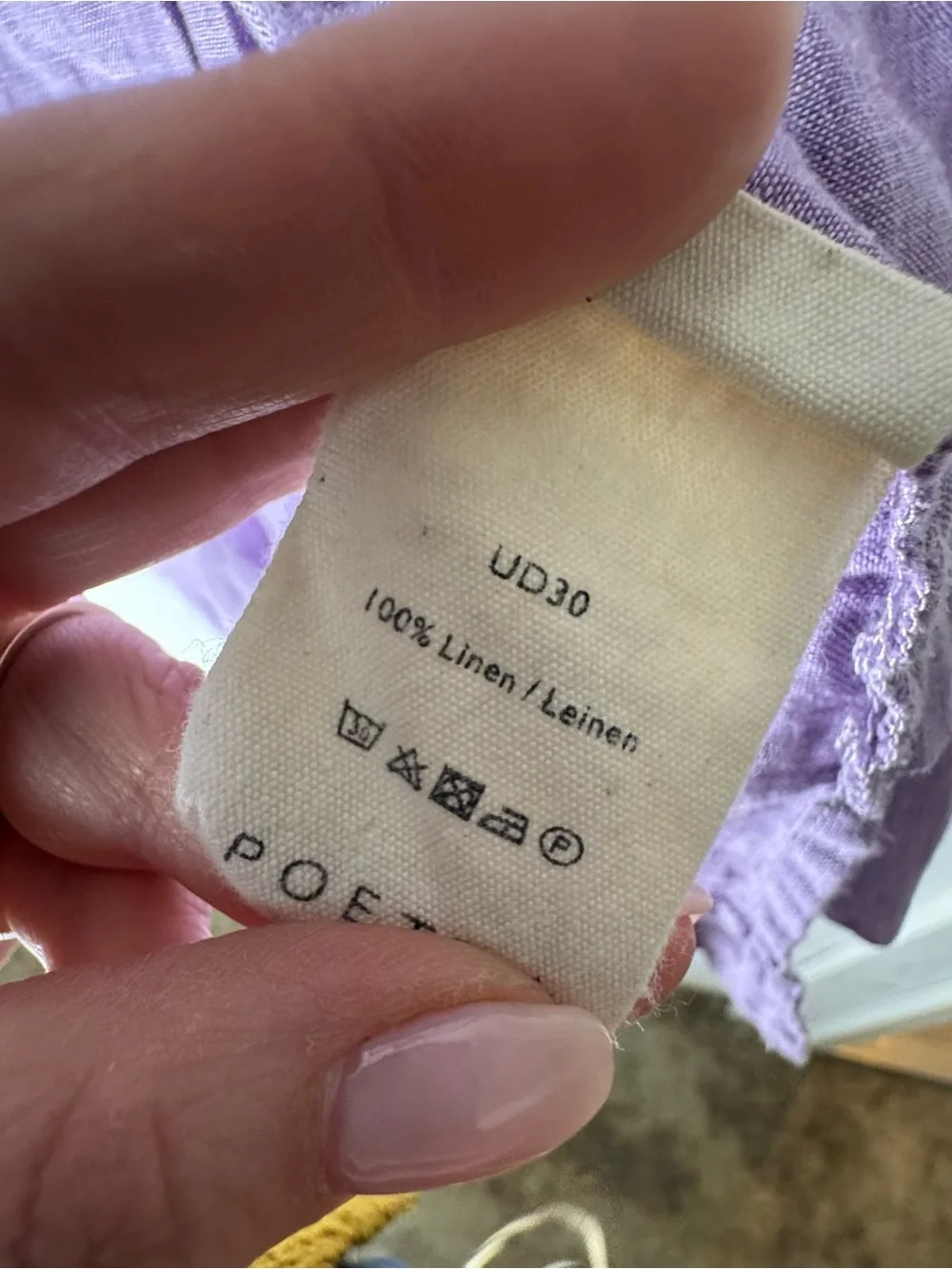 Poetry Linen Women’s Purple Lilac long line Button Up Long Sleeve Shirt Size 10 - Picture 4 of 11